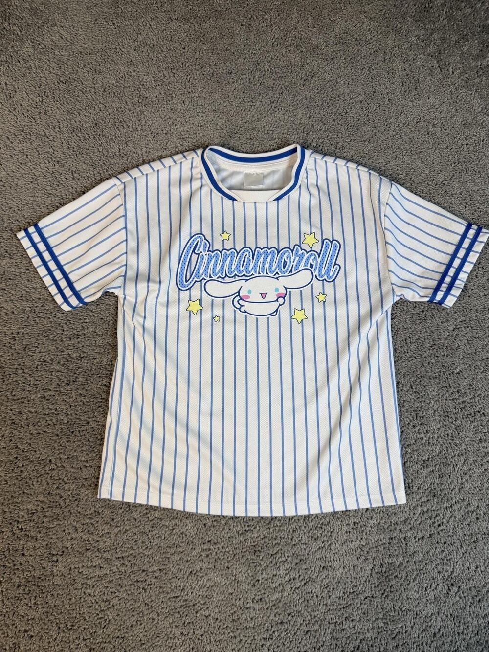 Cinnamoroll Jersey Teens XL White Japan baseball Ringer Striped Relaxed Fit
